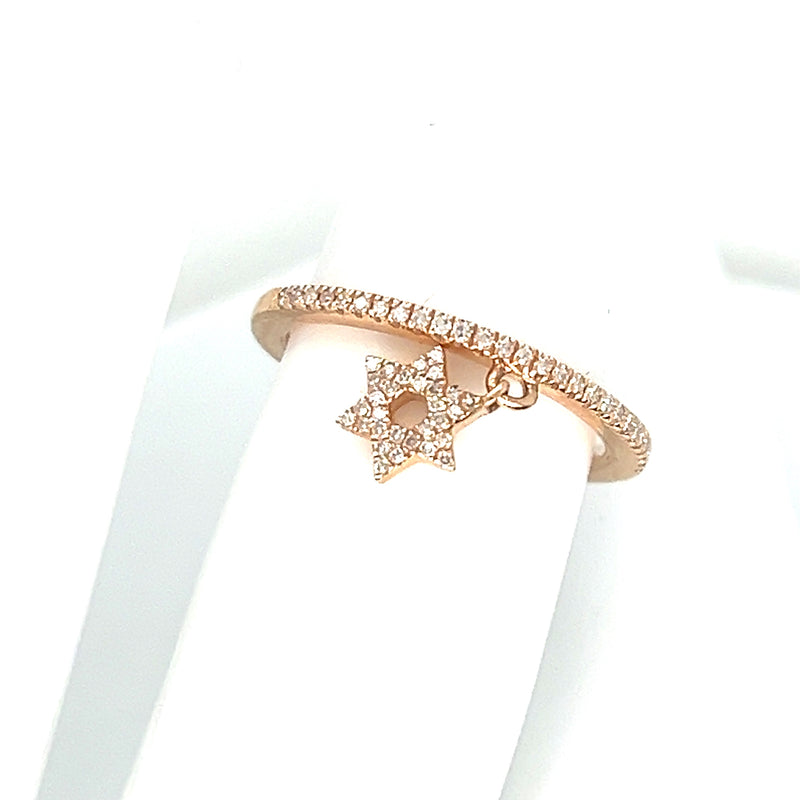 Dangling David star ring