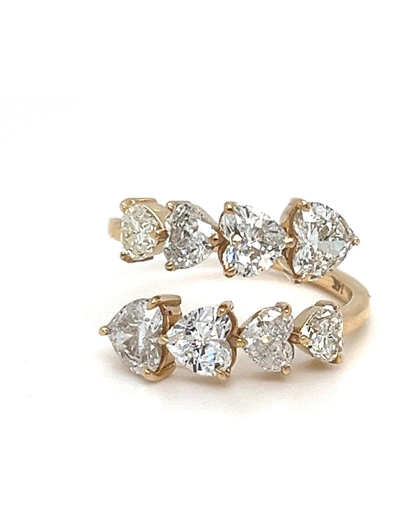 Eight open hearts diamond ring