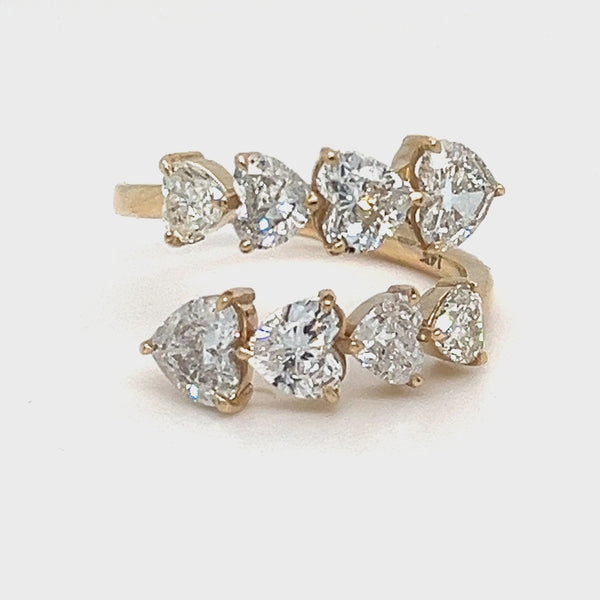 Eight open hearts diamond ring